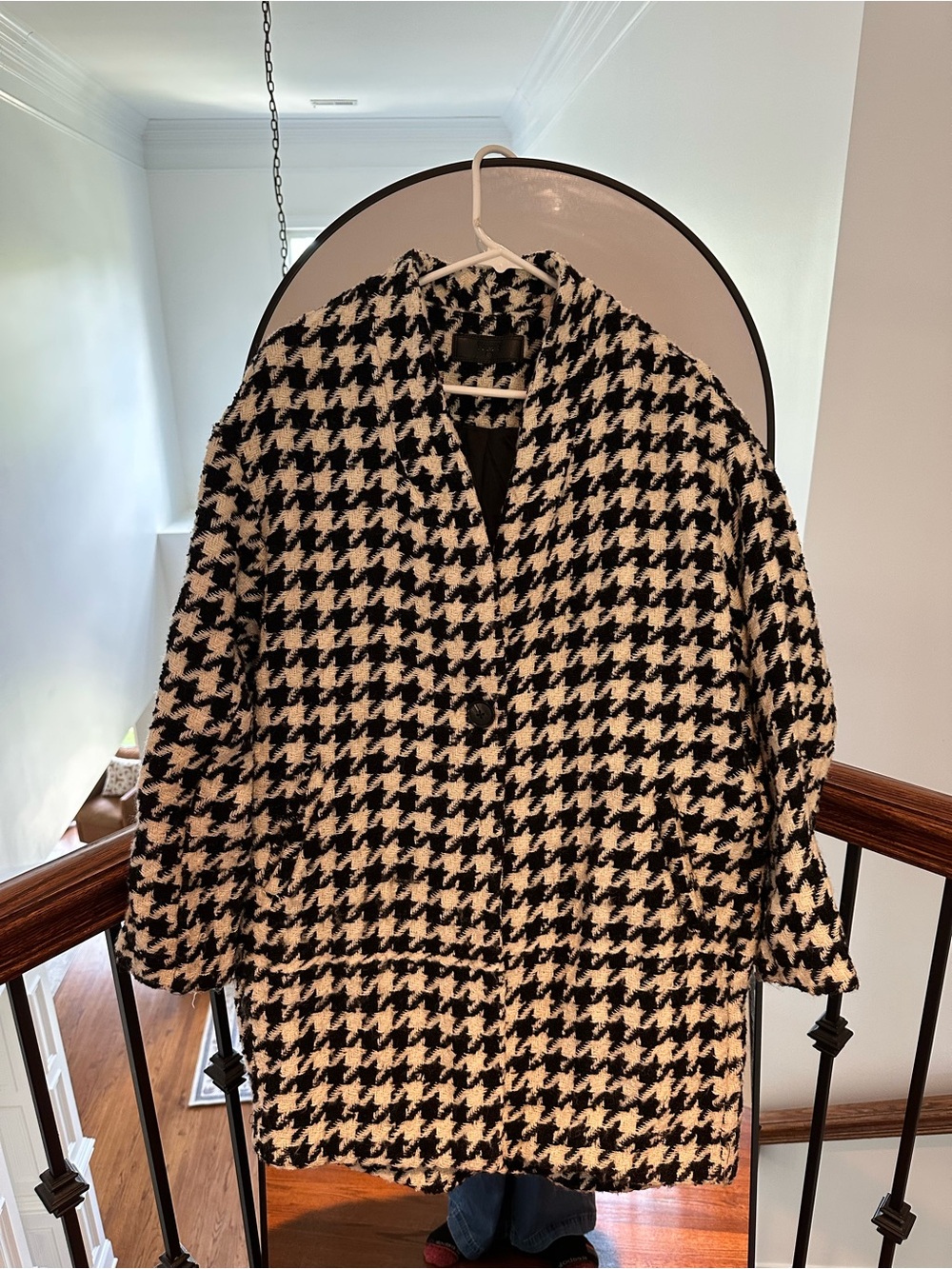 Blank NYC Black & White Houndstooth Pea Coat